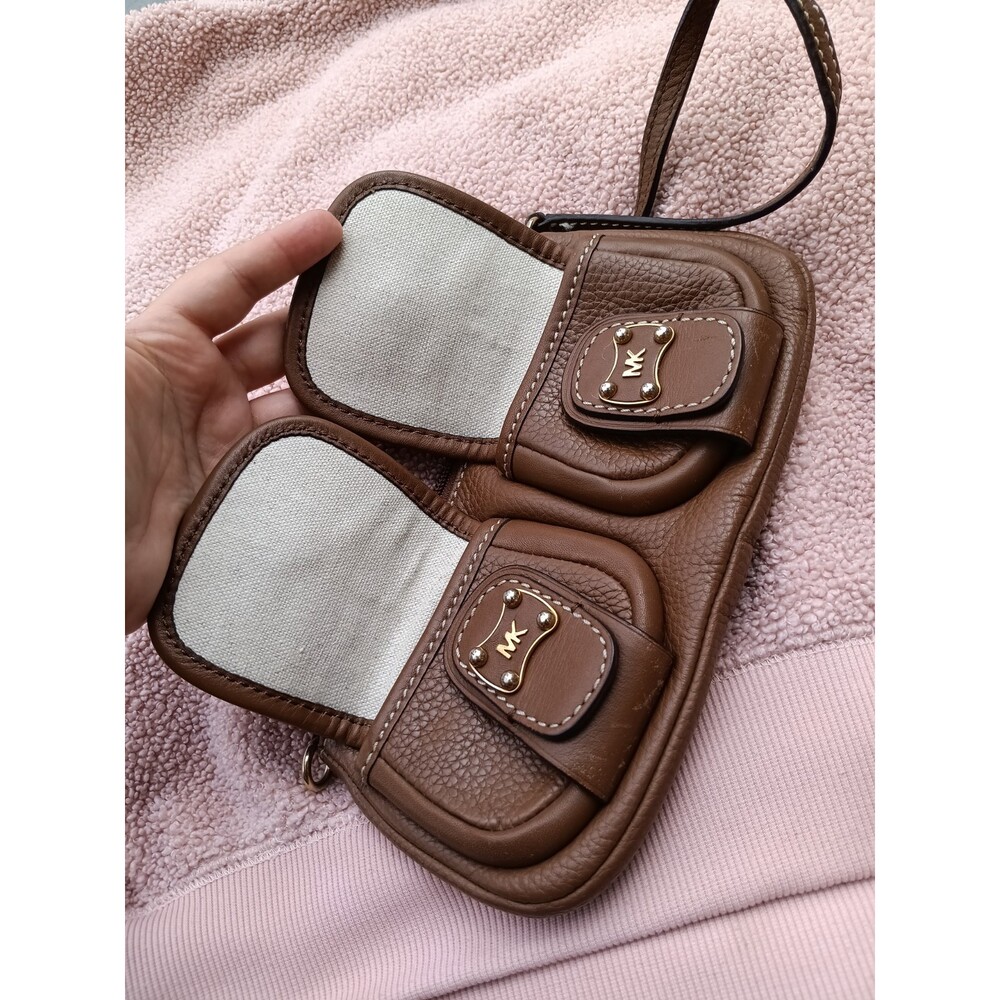 Y2K Brown Pebbled Leather Slim Shoulder Bag Zoe Style Small Minimalist 2000s Pur - Picture 7 of 7